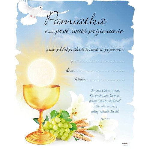 Pamiatka na prvé sväté prijímanie (ZPM02)