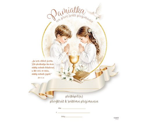 Pamiatka na prvé sväté prijímanie (ZPM16) Deti + kalich
