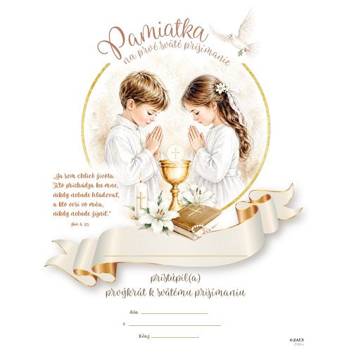 Pamiatka na prvé sväté prijímanie (ZPM16) Deti + kalich