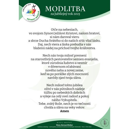 Jednostranná modlitba na jubilejný rok 2025